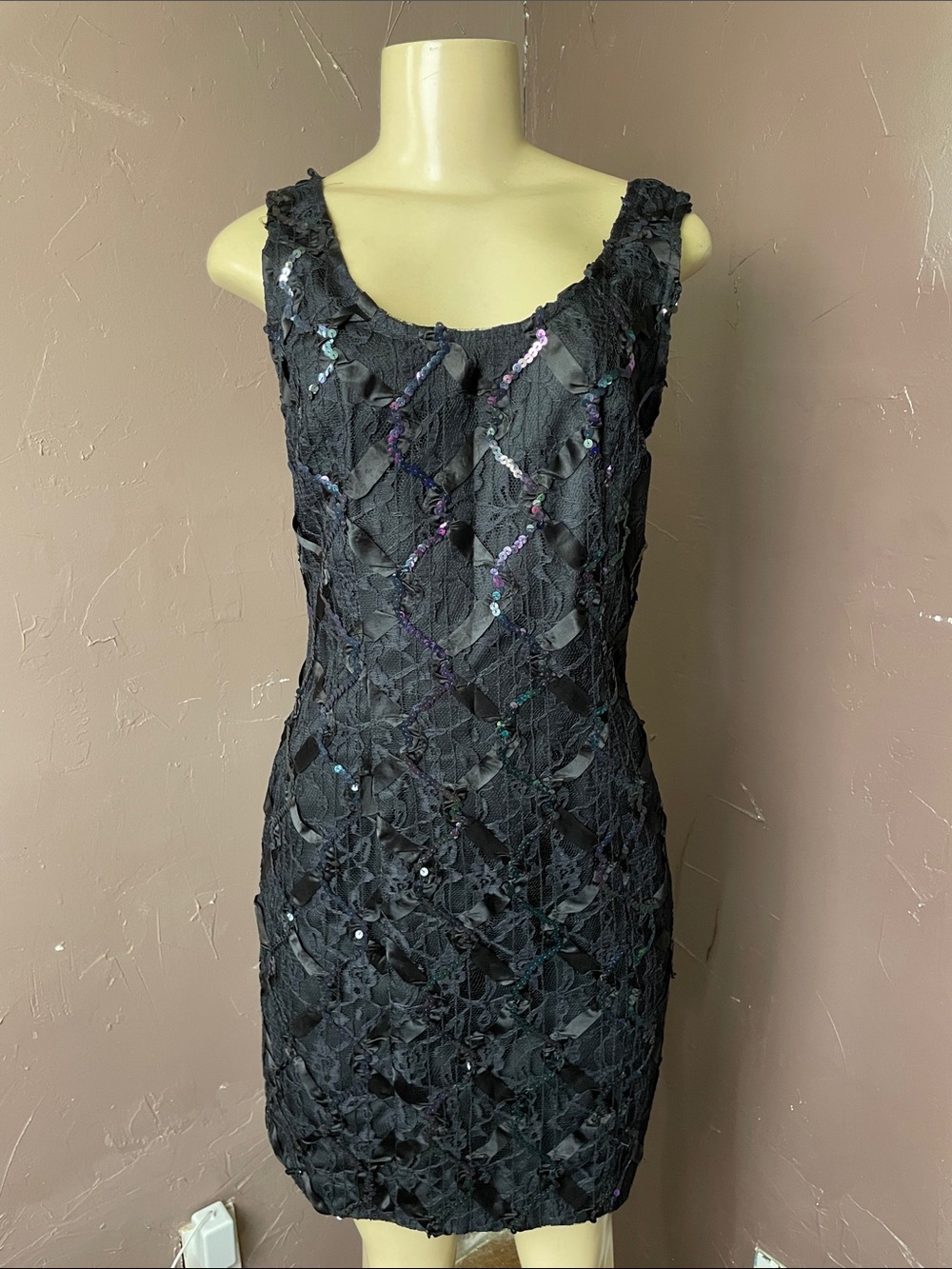 Rampage Black Sequin Lace Mini Dress